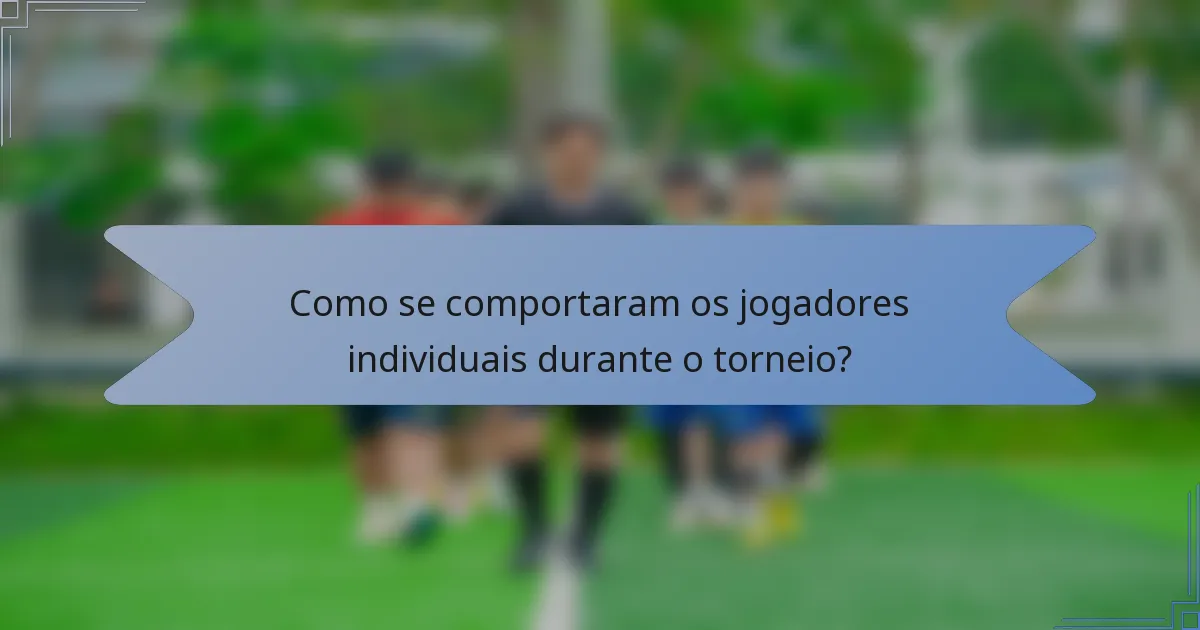 Como se comportaram os jogadores individuais durante o torneio?