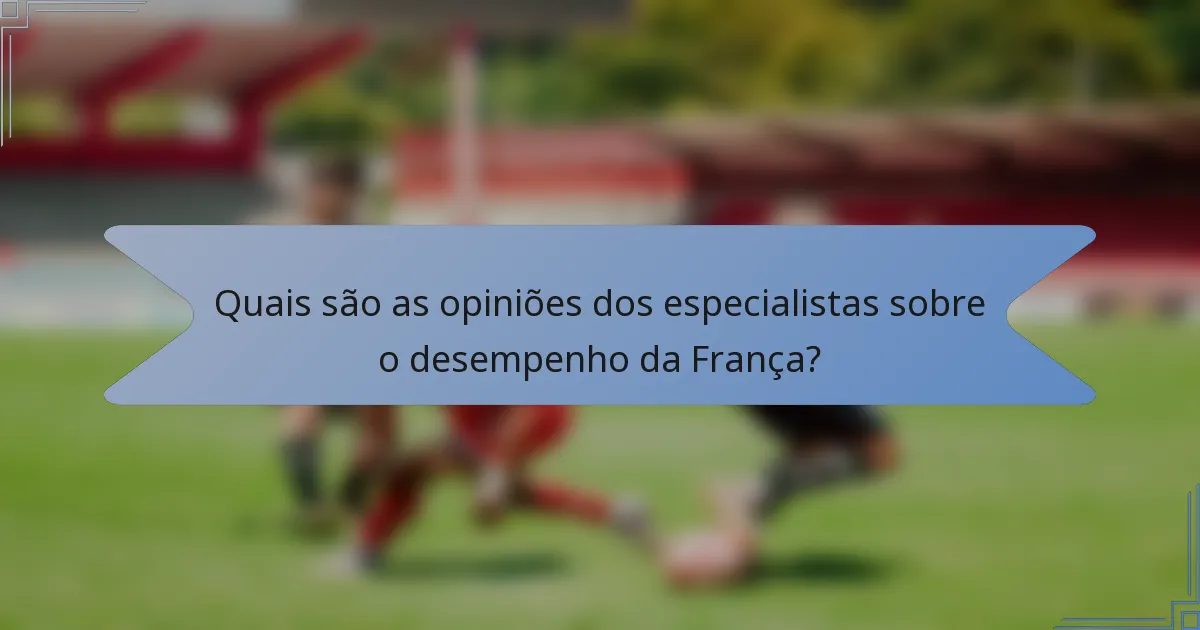 Quais são as opiniões dos especialistas sobre o desempenho da França?
